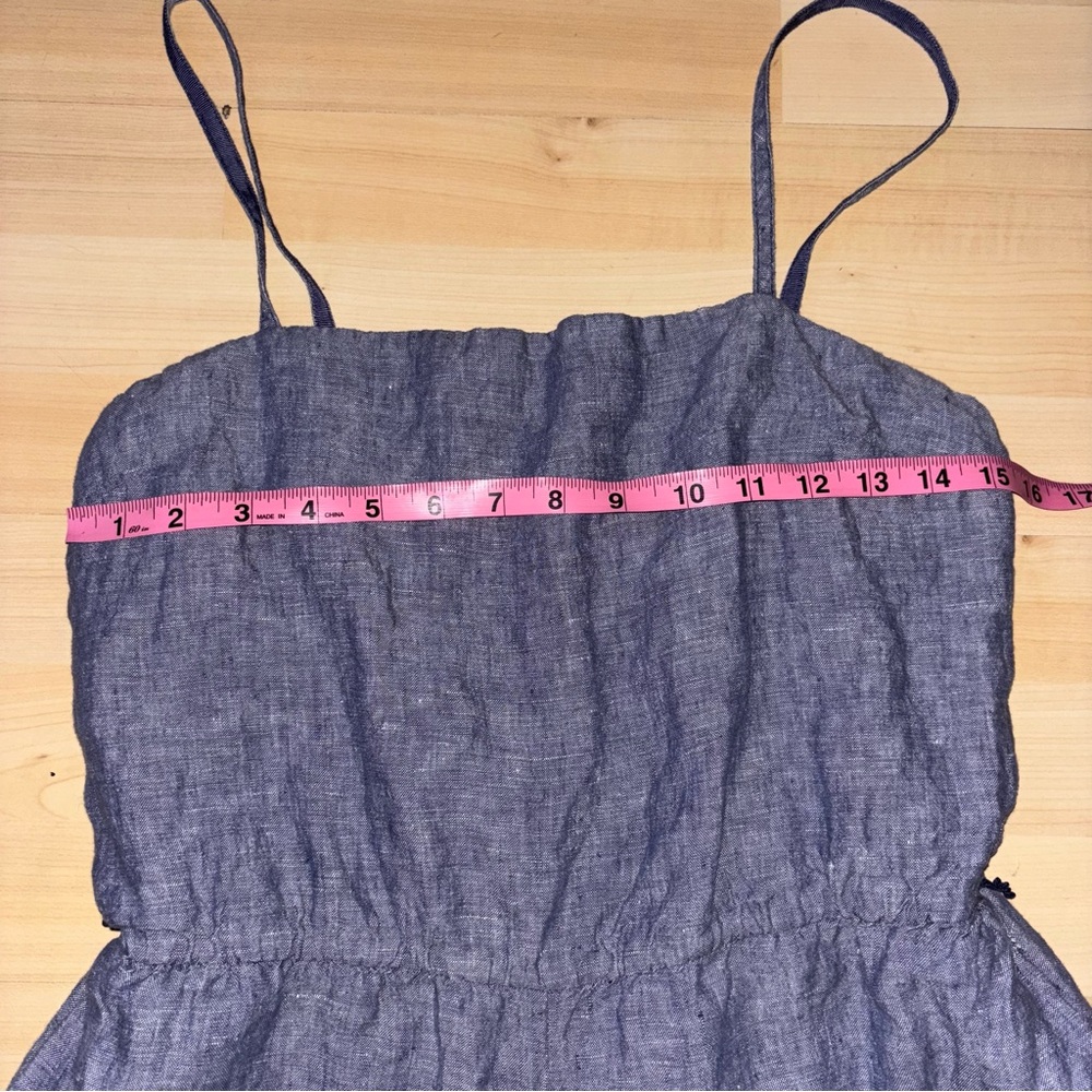Cynthia Rowley Chambray Blue 100% Linen Size 10 Sleeveless Romper Shorts Resort - Picture 8 of 9